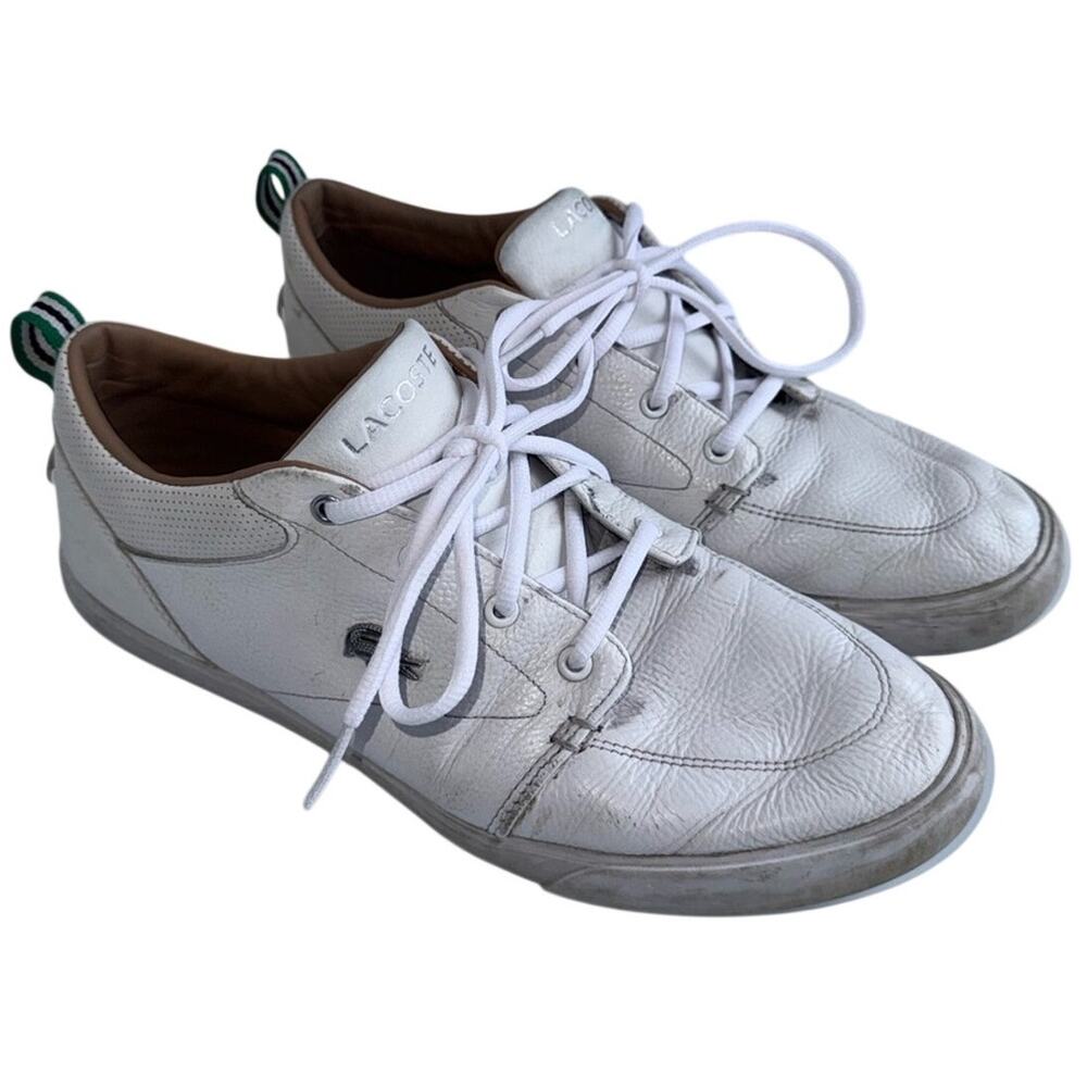 VINTAGE LACOSTE 90s Men’s Preppy White Leather Low-Top Sneakers 10